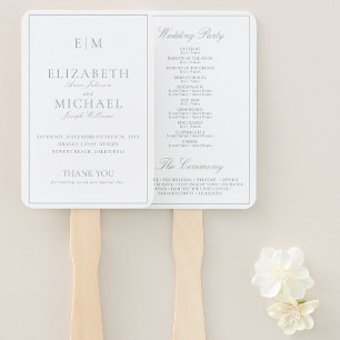 Éventail Monogramme moderne Sage Green Script Wedding Progr