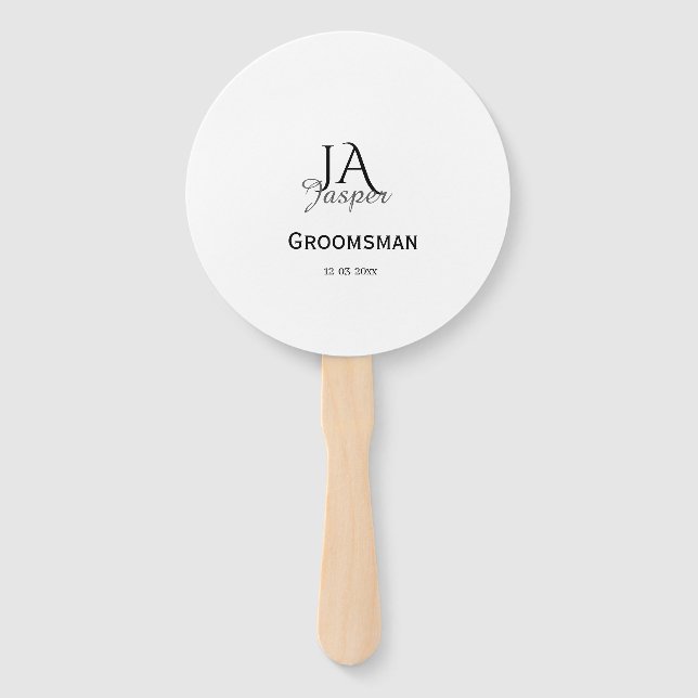 Éventail Monogramme personnalisé garçon d'honneur nom date (Devant)