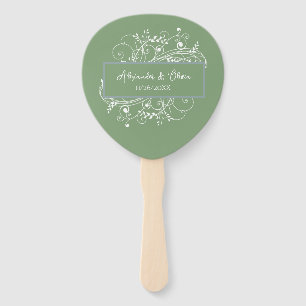 Éventail Moss Green Flourish Wedding Favoriser le ventilate