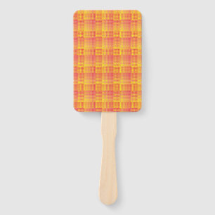 Éventail Motif Abstrait Damier Rouge Jaune