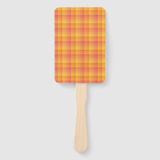 Éventail Motif Abstrait Damier Rouge Jaune