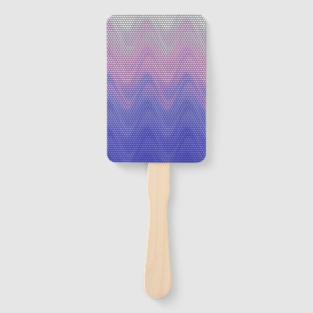 Éventail Motif Abstrait Violet Rose Hexagone (Devant)