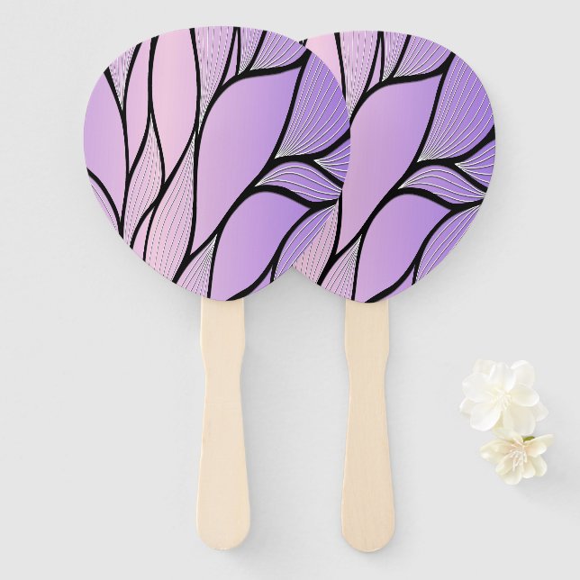Éventail Motif de congé créatif violet nacré (Devant et derrière)