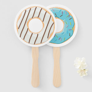 Éventail Motif de Donuts Colorés Rétro pour une Fête Amusan