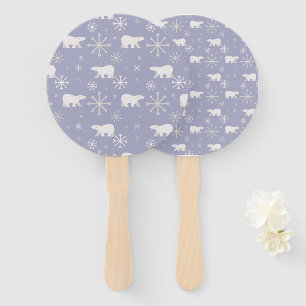 Éventail Motif de Noël avec ours polaires et flocons de nei