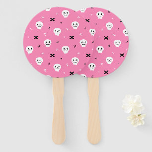 Éventail Motif d'Halloween à crâne rose