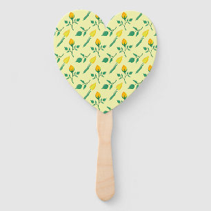 Éventail Motif floral avec rose jaune et fleurs de tulipe
