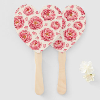 Éventail Motif floral de pivoine rose