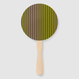 Éventail Motif rayé en chocolat brun et vert olive