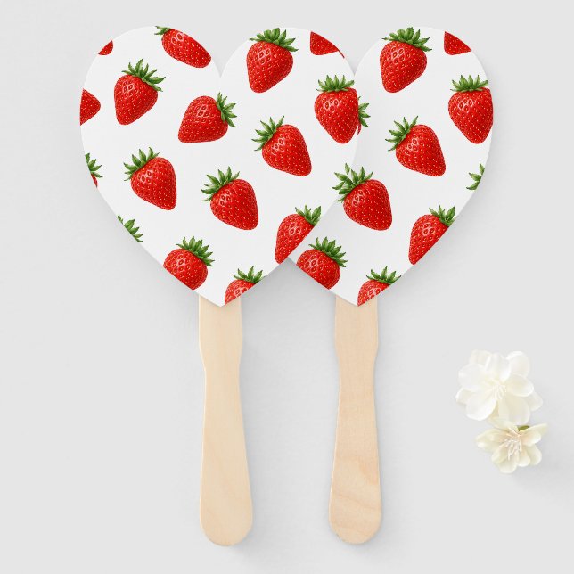 Éventail Motif sans couture de fraises, joli fruit rouge (Devant et derrière)