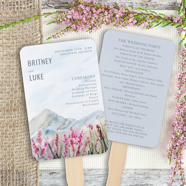 Éventail Mountain Meadow Watercolor Dusty Blue Program (Créateur téléchargé)