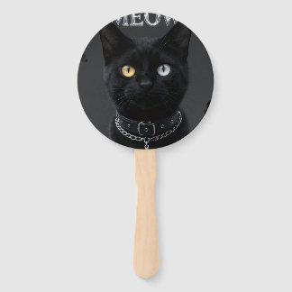 Éventail Mystique Gothique : Chat Noir & Chrome « MEOW » Es