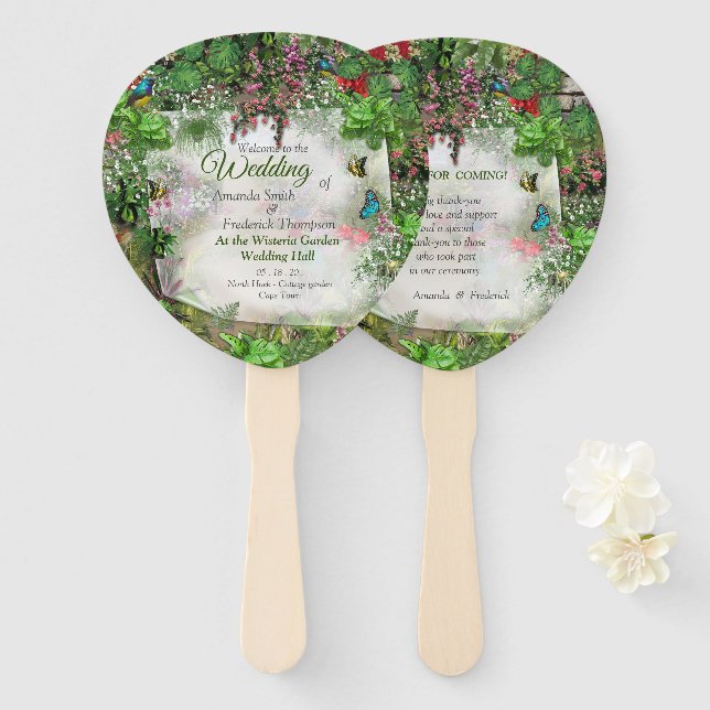 Éventail Nature intérieure et extérieure en fleurs (Devant et derrière)