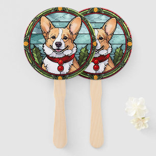 Éventail Noël Corgi en verre tendu