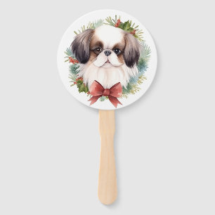 Éventail Noël Couronne de Chine Japonaise Puppy Festif