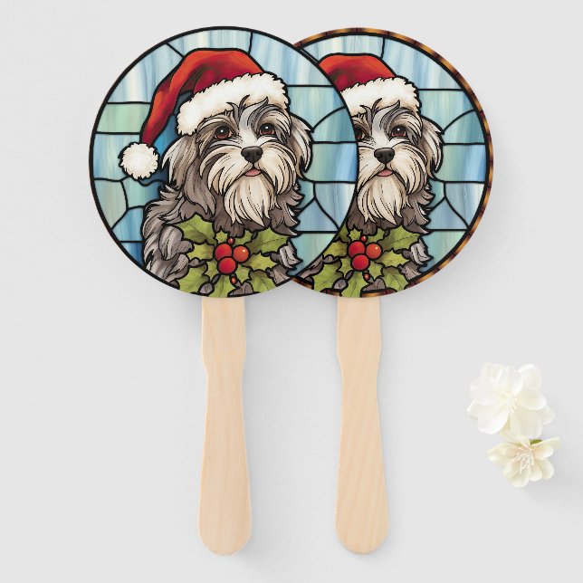 Éventail Noël en vitrail havanais (Devant et derrière)