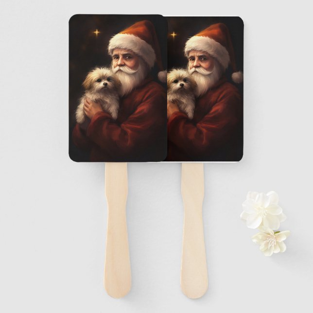 Éventail Noël maltais avec le Père Noël Festif  (Devant et derrière)