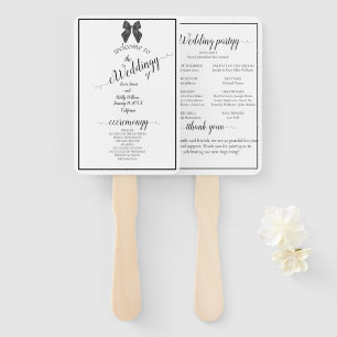 Éventail Nœud Ruban Classique Mariage Noir & Blanc