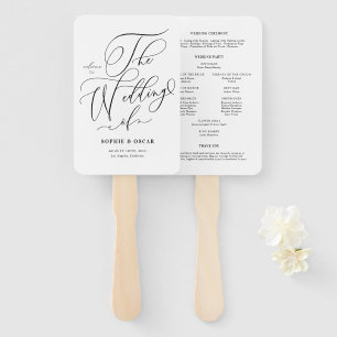 Éventail Noir Whimsical Calligraphie Programmes de mariage