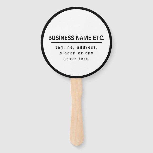 Éventail Nom commercial & Slogan/autre texte | Noir et blan (Devant)