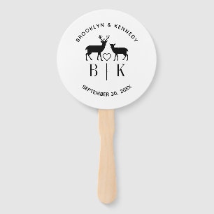 Éventail Nom de couple Deer Monogram Mariage campagnard rus