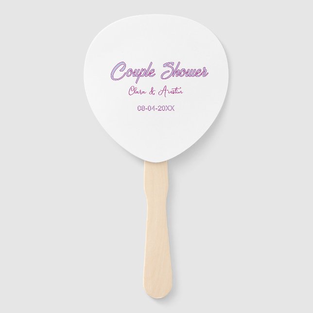 Éventail nom de douche de couple date gris tendance simple  (Devant)