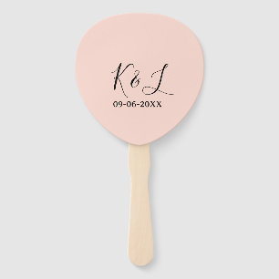 Éventail nom du couple de mariage lettre date rouge pastel