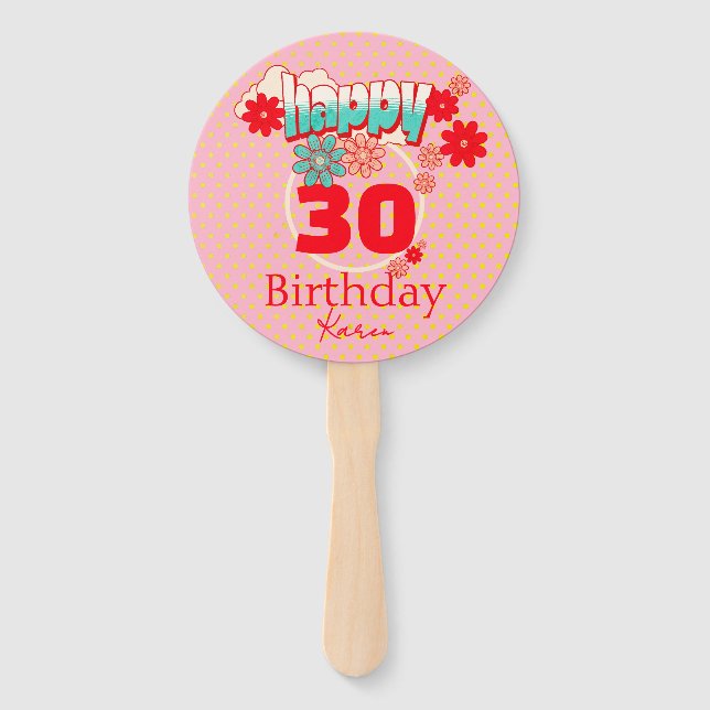Éventail Nom personnalisé & Âge, Joyeux Anniversaire (Devant)