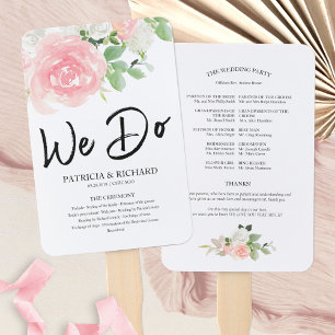 Éventail Nous faisons Pink Blush Rose Floral Wedding Progra