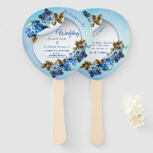 Éventail Nuances d'aquarelle bleue Hydrangeas