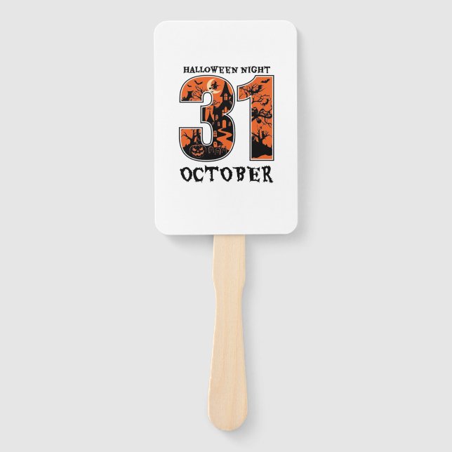 Éventail Nuit d'Halloween Maison Hantée d'Octobre Sorcière  (Devant)