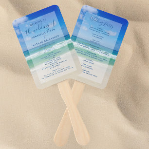 Éventail Ocean Waves Photography Beach Wedding Programme
