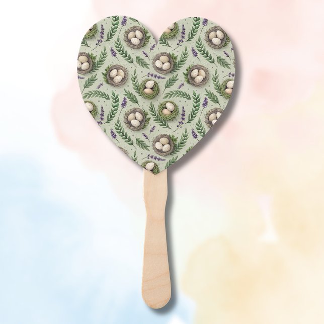 Éventail Œufs de Pâques Vert Sauge Simple Nid de Lavande (Créateur téléchargé)
