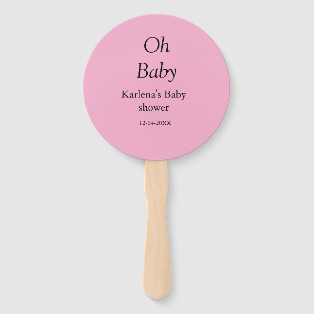 Éventail Oh bébé ajouter nom baby shower date simple minimu (Devant)