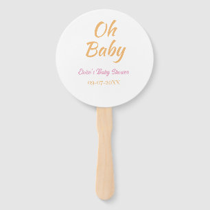 ÉVENTAIL OH BÉBÉ BABY SHOWER ORANGE VIOLET SIMPLE MINIMAL