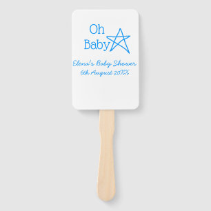 Éventail Oh bébé bleu étoile baby shower ajouter nom passé 