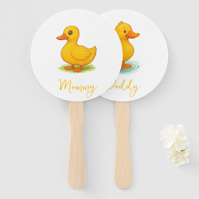 Éventail Oh canard, c’est un bébé ! Jeu baby shower (Devant et derrière)