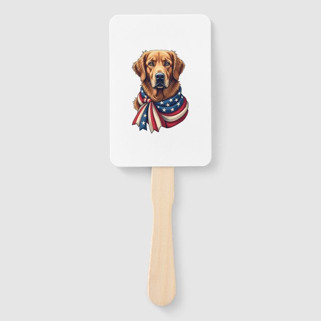 Éventail Old Glory Golden Retriever Vintage Shirt 2 (Devant)