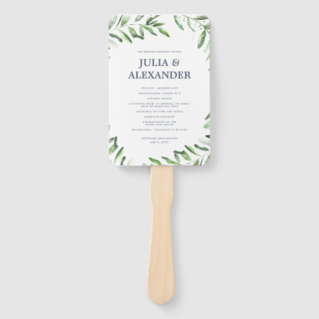 Éventail Olive Branch Boho Garden Programme de mariage Vent (Devant)