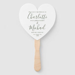 Éventail Olive Green Script Mariage cérémonie Coeur