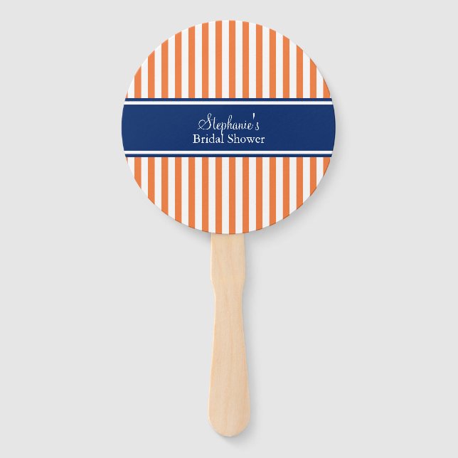 Éventail Orange et blanc avec Royal Blue Bride (Devant)
