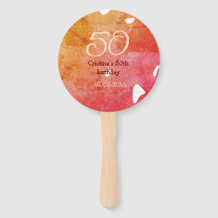Éventail Orange rouge 50 anniversaire ajouter nom date p