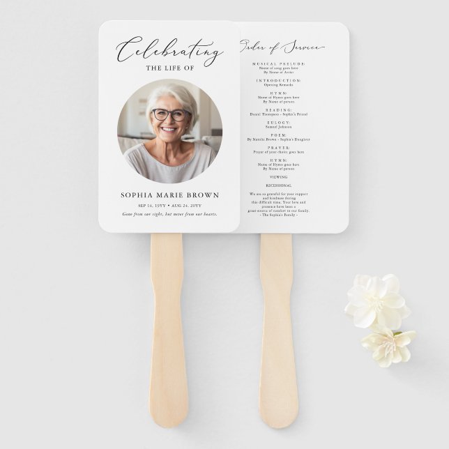 Éventail Ordre de service funéraire commémoratif Programme  (Devant et derrière)