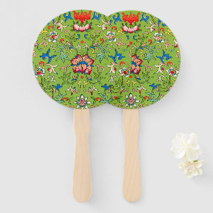 Éventail Ornement floral vert chinois vintage Owen Jones