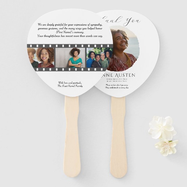 Éventail Paddle Funeral Hand Fan – Rounded Corners (Devant et derrière)