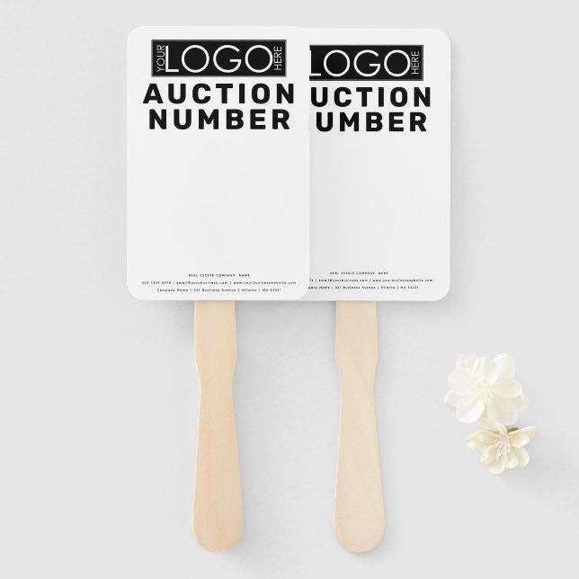 Éventail Pagaie d'enchère de l'agent immobilier (Devant et derrière)