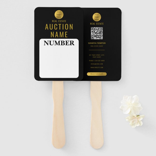 Éventail Pagaie d'enchère immobilière professionnelle (Devant et derrière)