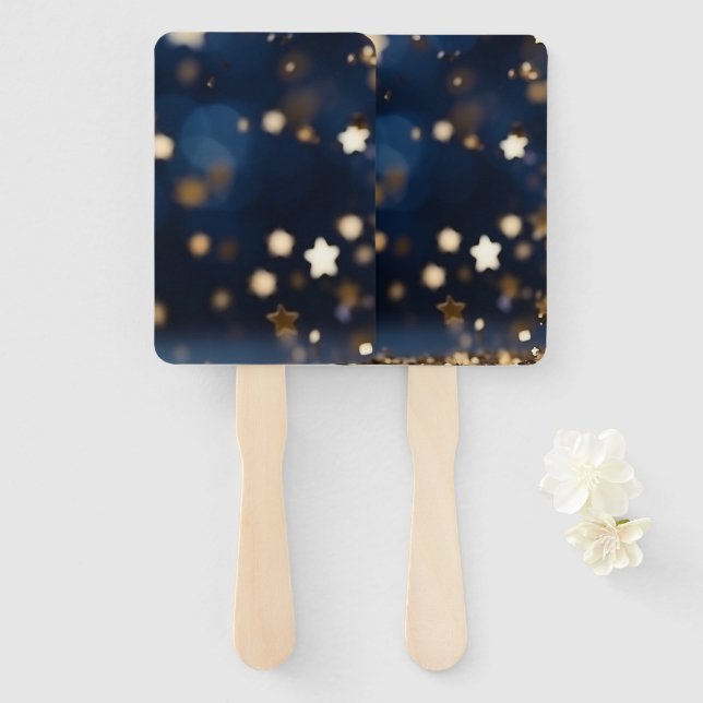 Éventail Paillettes Étoile Dorée (Devant et derrière)