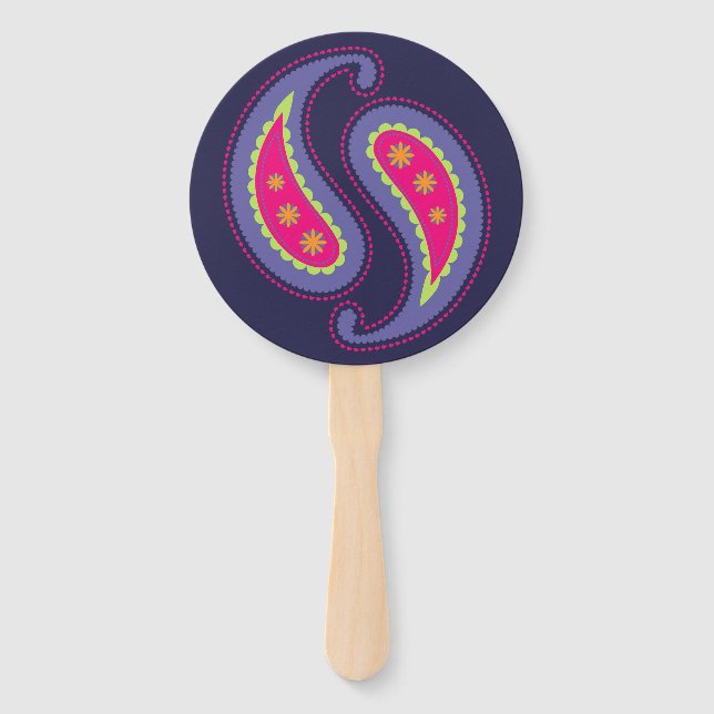 Éventail Paisley violet rose (Devant)