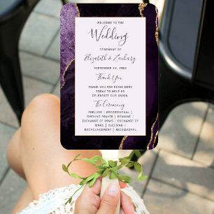 Éventail Pale Purple Gold Agate Programme de mariage